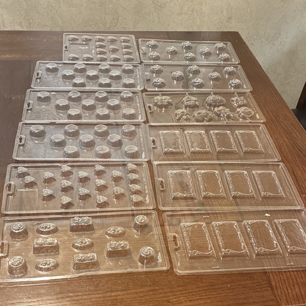 Vintage Wilton Chocolate/Candy Mold Clear Plastic Variety Lot Baking Soap DIY